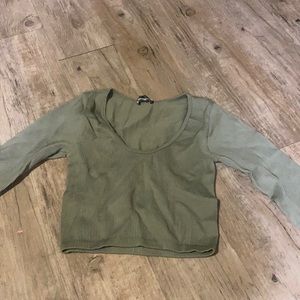Zara seamless crop long sleeve with scoop neck. Size M-L